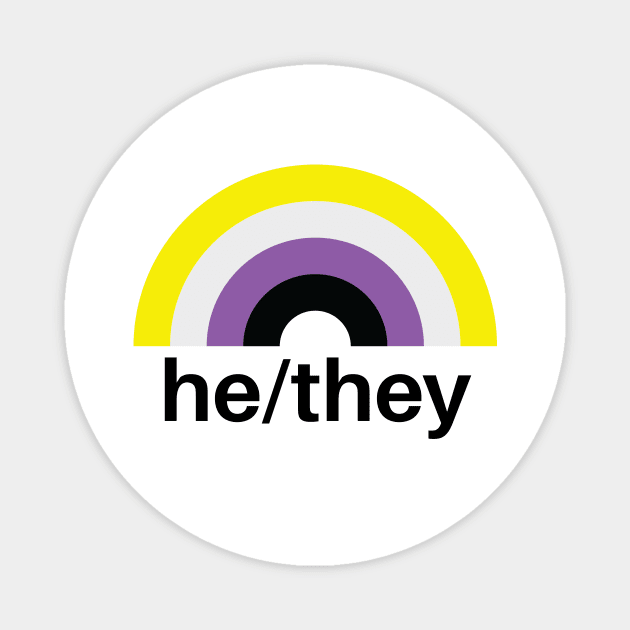 He/They Pronouns Nonbinary Rainbow Magnet by lavenderhearts